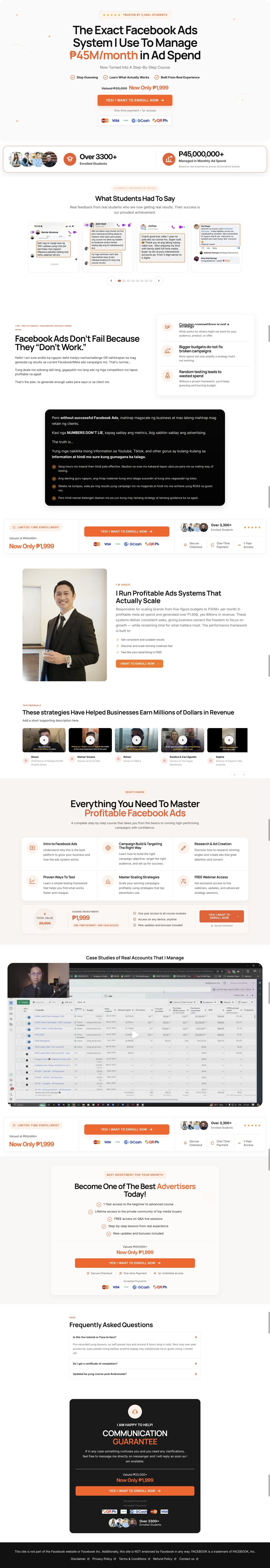 Si Andio Landing Pages desktop full-page view