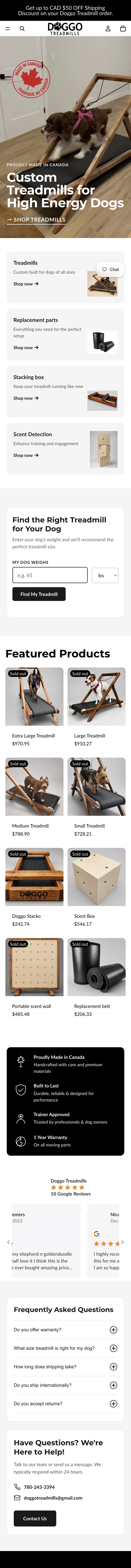 Doggo Treadmills mobile full-page 2026